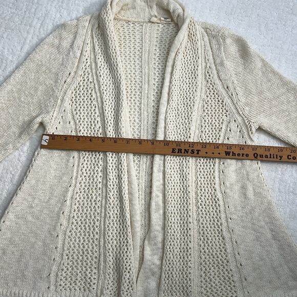 Anthropologie Moth knit cream cotton blend open front cardigan M - Picture 6 of 8